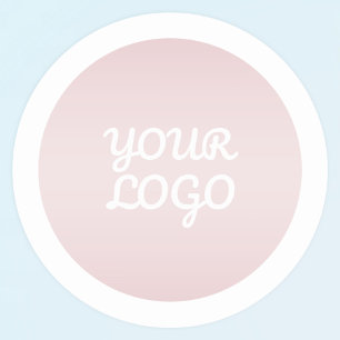 Ihr Logo & Moderne Blush-Pink Ombre Weiße Umrandun Runder Aufkleber