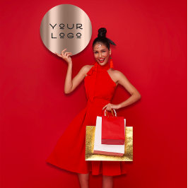 Ihr Logo Moderner Metallischer Minimalismus Online Runder Aufkleber