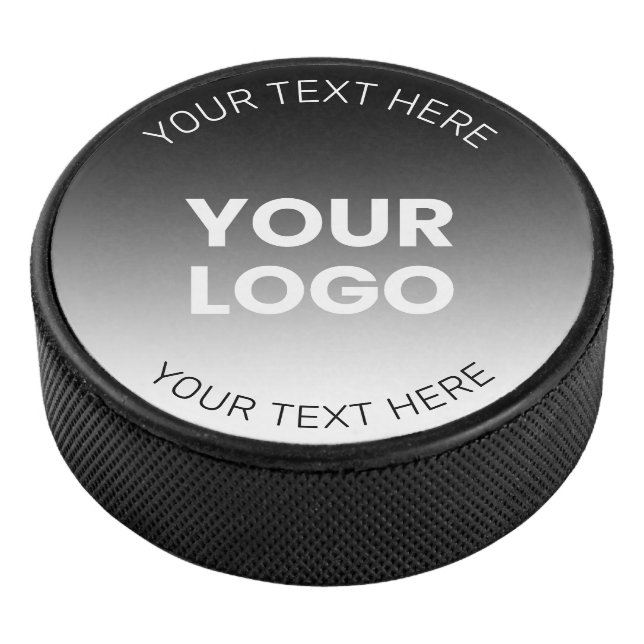 Ihr Logo | Modernes, bearbeitbares Schwarz-Weiß-Bi Eishockey Puck (3/4)
