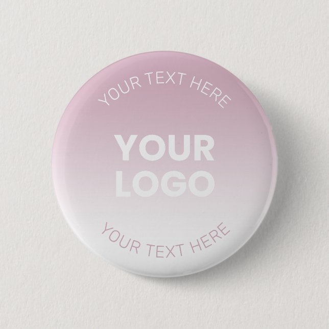 Ihr Logo | Modernes Dusty Pink & White Ombre Button (Vorderseite)
