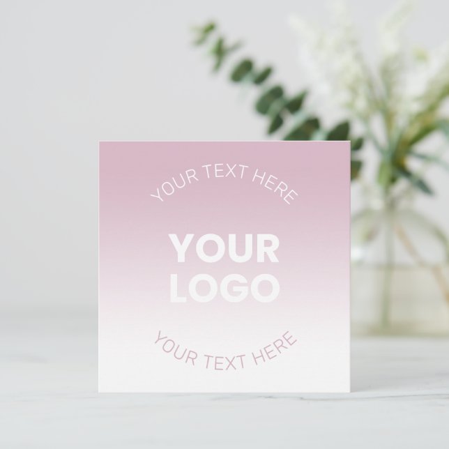 Ihr Logo | Modernes Dusty Pink & White Ombre Einladung (Stehend Vorderseite)