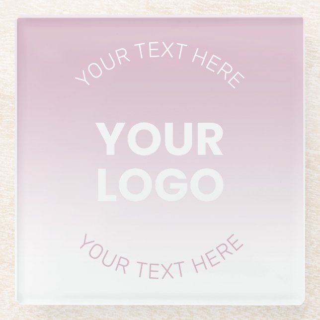 Ihr Logo | Modernes Dusty Pink & White Ombre Glasuntersetzer (Vorderseite)