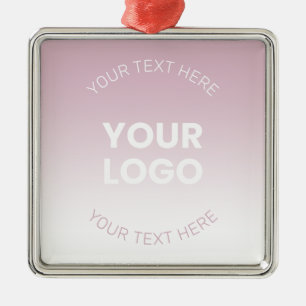 Ihr Logo   Modernes Dusty Pink & White Ombre Ornament Aus Metall