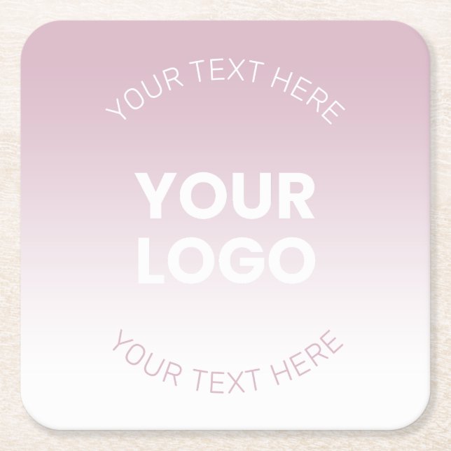 Ihr Logo | Modernes Dusty Pink & White Ombre Rechteckiger Pappuntersetzer (Vorderseite)
