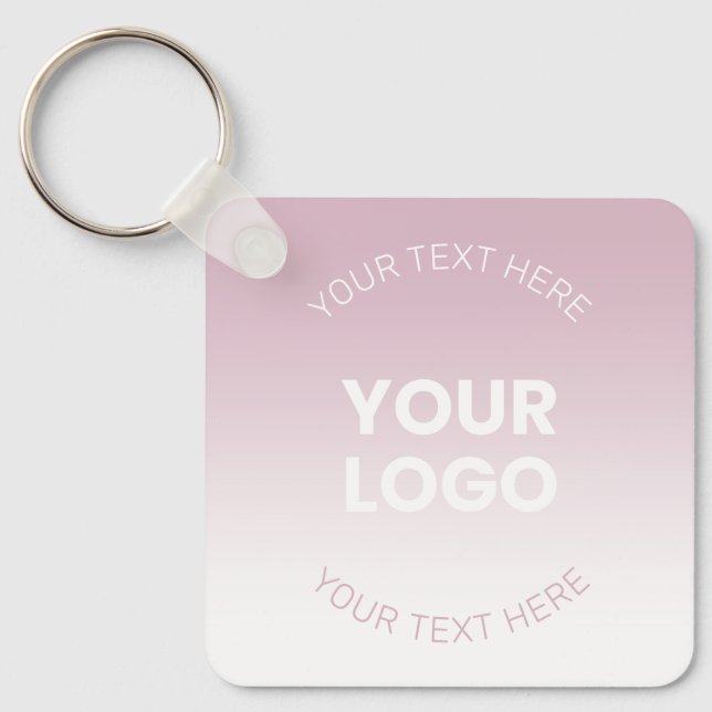 Ihr Logo | Modernes Dusty Pink & White Ombre Schlüsselanhänger (Vorderseite)
