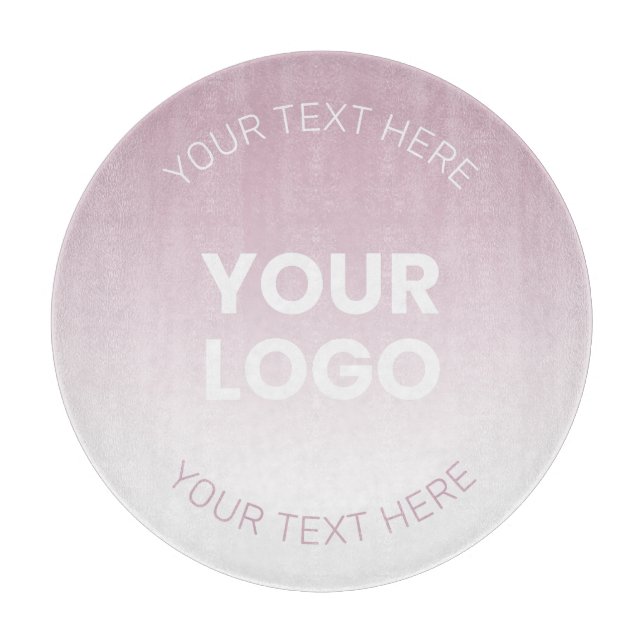 Ihr Logo | Modernes Dusty Pink & White Ombre Schneidebrett (Vorderseite)