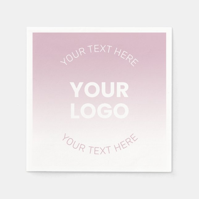 Ihr Logo | Modernes Dusty Pink & White Ombre Serviette (Vorderseite)