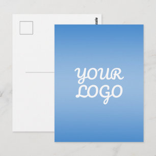 Ihr Logo & Modernes einfaches Ombre   Hellblau Postkarte