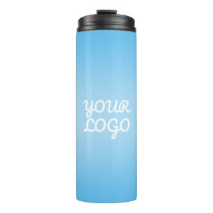 Ihr Logo & Modernes einfaches Ombre   Hellblau Thermosbecher