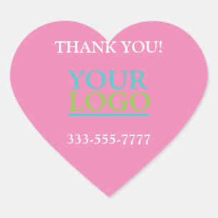 Ihr Logo, Name & Telefon oder Website Promo PinkWe Herz-Aufkleber