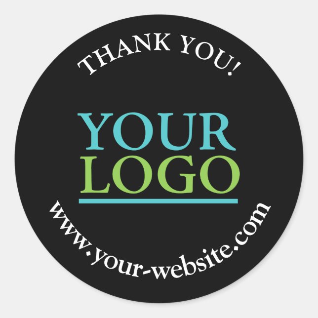 Ihr Logo, Name und Website-Promo, DIY, Black Runder Aufkleber (Vorderseite)