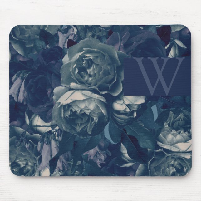 Ihr Logo Navy Rose Bouquet Mousepad (Vorne)