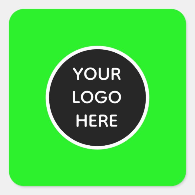 Ihr Logo Neon Green Elegant Yellow Business Quadratischer Aufkleber (Vorderseite)