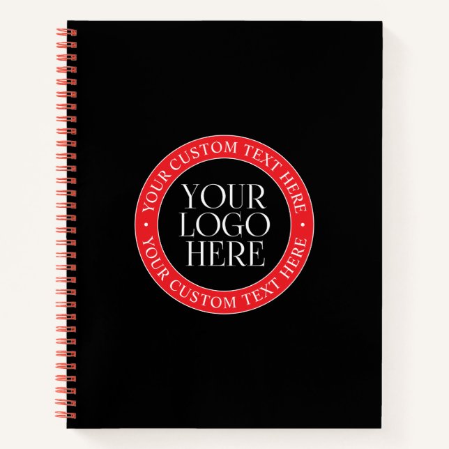 Ihr Logo oder anderes Bild | Schwarz, Rot und Weiß Notizbuch (Vorderseite)