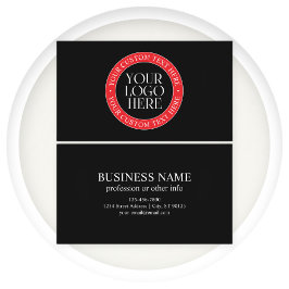 Ihr Logo oder anderes Bild | Schwarz, Rot und Weiß Visitenkarte