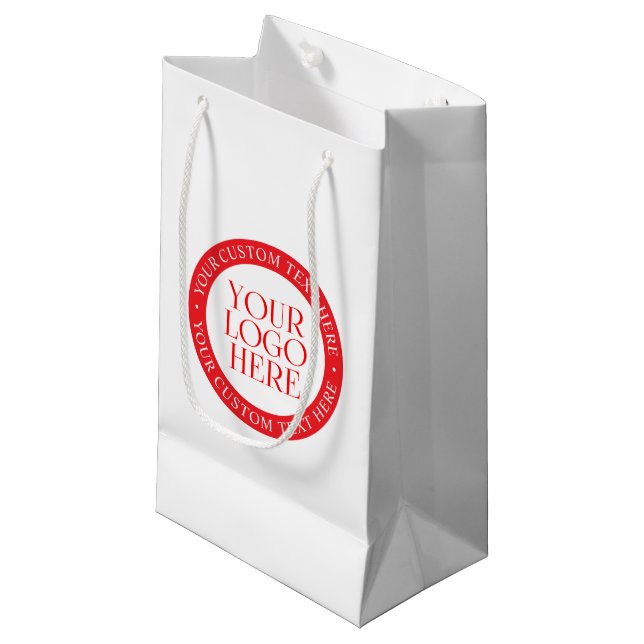 Ihr Logo oder anderes Bild | Weihnachten weiß und  Kleine Geschenktüte (Vorderseite Schrägansicht)