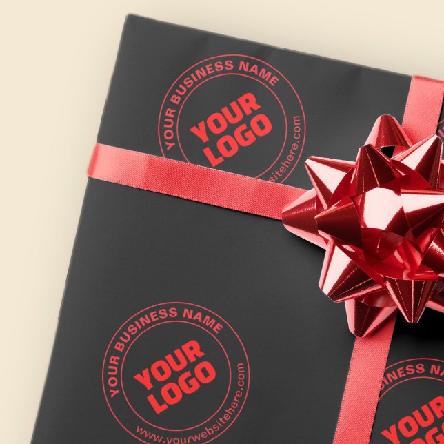 Ihr Logo oder Bild & bearbeitbarer Text, Rot oder  Geschenkpapier (Von Creator hochgeladen)