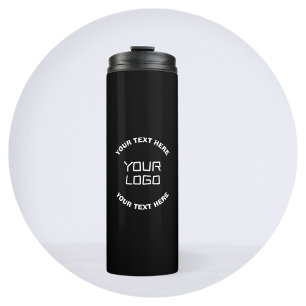 Ihr Logo oder Bild & bearbeitbarer Text   Schwarz  Thermosbecher