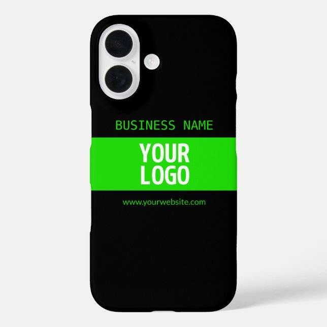 Ihr Logo oder Bild | Schwarz und Hellgrün iPhone 16 Hülle (Rückseite)