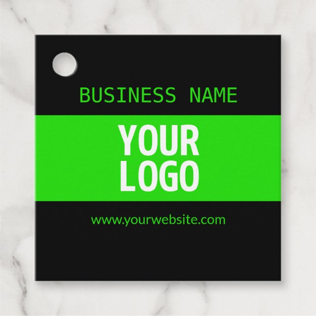 Ihr Logo oder Bild | Schwarz-Weiß-Grün Geschenkanhänger (Vorderseite)