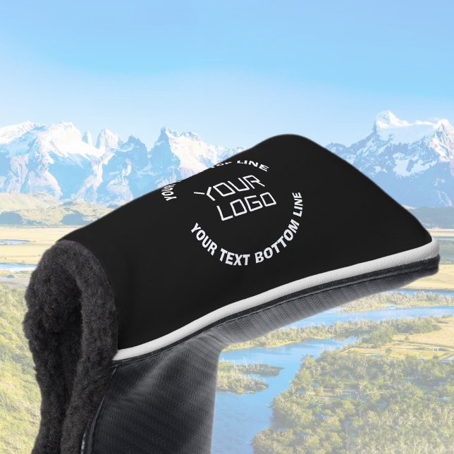 Ihr Logo oder Bild und bearbeiteter Text | Schwarz Golf Headcover (Von Creator hochgeladen)