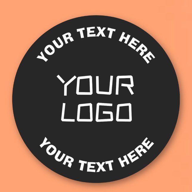 Ihr Logo oder Bild und bearbeiteter Text | Schwarz Runder Aufkleber (Von Creator hochgeladen)