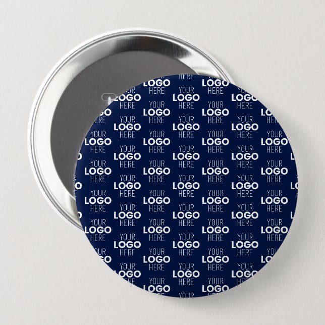 Ihr Logo oder Bild-Wiederholungsmuster | Marinebla Button (Vorne & Hinten)