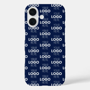 Ihr Logo oder Bild-Wiederholungsmuster Marinebla iPhone 16 Hülle