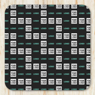 Ihr Logo oder Bild   Zig Zag Muster mit zwei Bilde Rechteckiger Pappuntersetzer