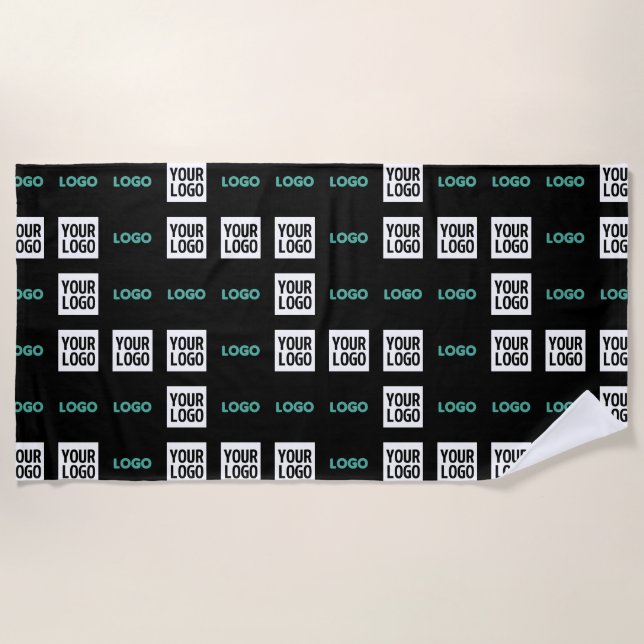 Ihr Logo oder Bild | Zig Zag Muster mit zwei Bilde Strandtuch (Vorderseite)