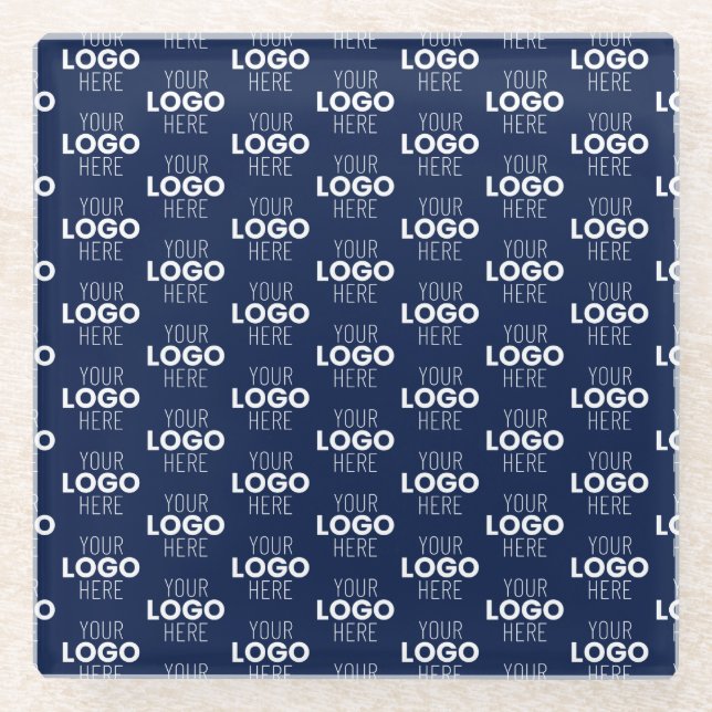 Ihr Logo oder Bildwiederholmuster | Marineblau Glasuntersetzer (Vorderseite)