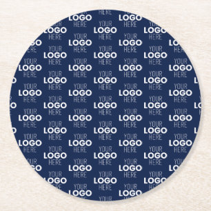 Ihr Logo oder Bildwiederholmuster   Marineblau Runder Pappuntersetzer
