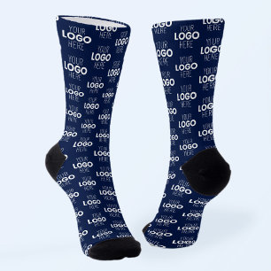 Ihr Logo oder Bildwiederholmuster Marineblau Socken