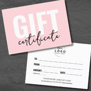 Ihr Logo Pink Minimal Geschenkgutschein Visitenkarte