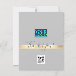 Ihr Logo QR Code Bus Name, Gold Streifen leicht gr Dankeskarte