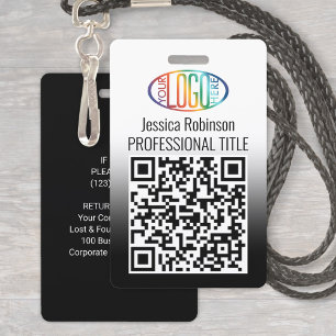 Ihr Logo, QR-Code, Name und Titel Schwarze Farbe Ausweis