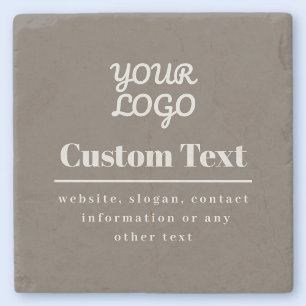 Ihr Logo Retro-Modern Modern Beige & Hellgrau Steinuntersetzer