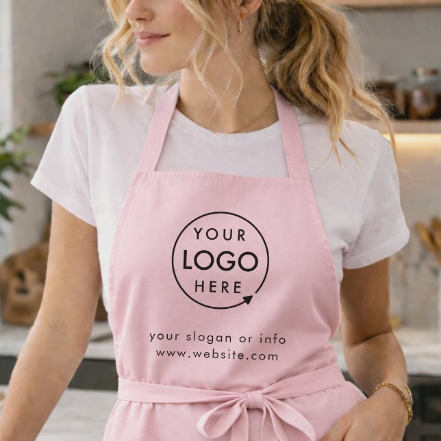 Ihr Logo | Rosa Modernes Business-Personal Schürze (Feminine pink company branded aprons for your store or salon team apparel or employee brand uniform.)