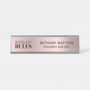 Ihr Logo Rose Gold Blush Metallisch Chic Modern Schreibtischnamensplakette