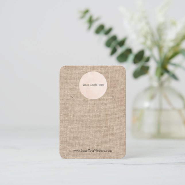 Ihr Logo Rustikal Burlap Shabby Earring Display Visitenkarte (Stehend Vorderseite)