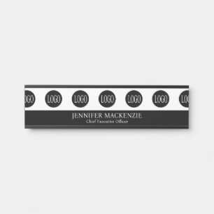 Ihr Logo Schwarz-Weiß Elegantes Büro Türschild
