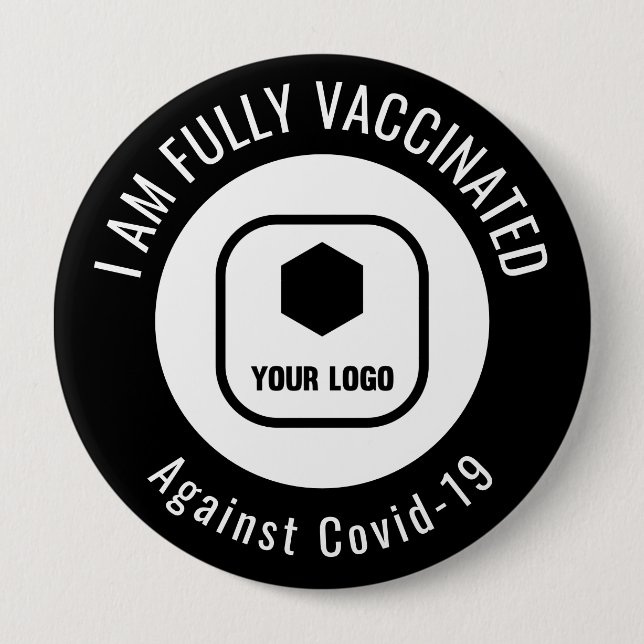 Ihr Logo Schwarz-weiße Mitarbeiter Unternehmen gei Button (Vorderseite)
