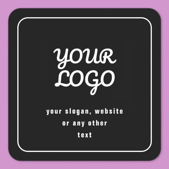 Ihr Logo & Slogan oder anderer Text | Schwarz & We Quadratischer Aufkleber (Von Creator hochgeladen)