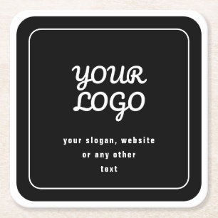 Ihr Logo & Slogan oder anderer Text   Schwarz & We Rechteckiger Pappuntersetzer