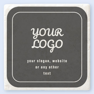 Ihr Logo & Slogan oder anderer Text   Schwarz & We Steinuntersetzer