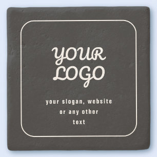 Ihr Logo & Slogan oder anderer Text   Schwarz & We Steinuntersetzer