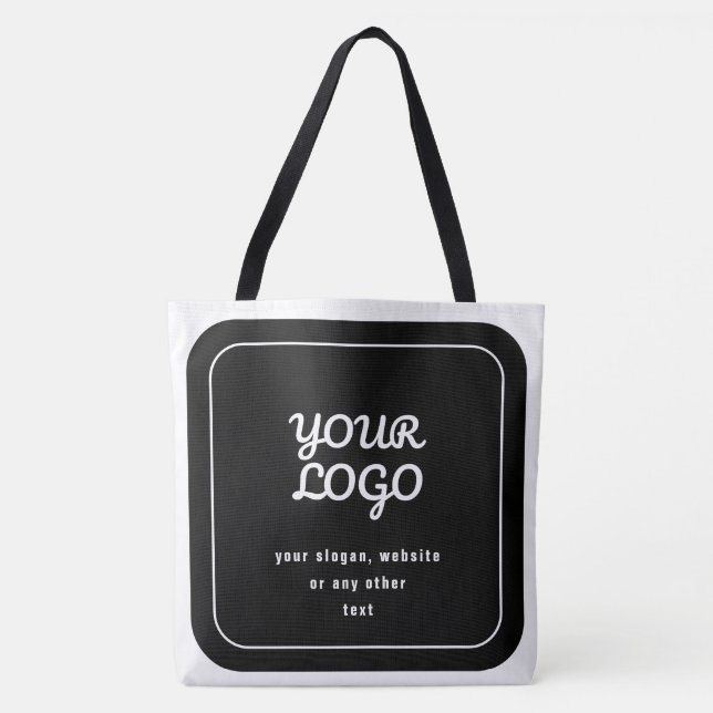 Ihr Logo & Slogan oder anderer Text | Schwarz & We Tasche (Vorderseite)