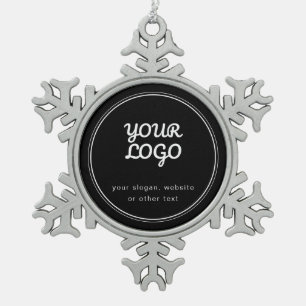 Ihr Logo stilvoll editierbar Schwarz & Weiß Schneeflocken Zinn-Ornament