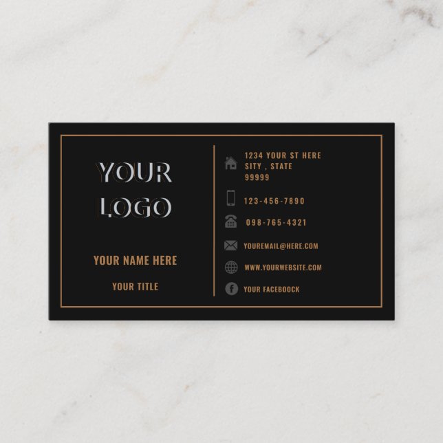 Ihr Logo Text Gold und Black Business Card Visitenkarte (Vorderseite)