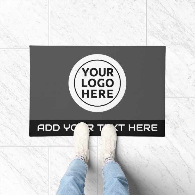 IHR LOGO & TEXT Graue, benutzerdefinierte Rug Door Fußmatte (Indoor)